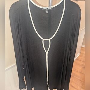 Cable & Gauge Black Blouse with White Trim